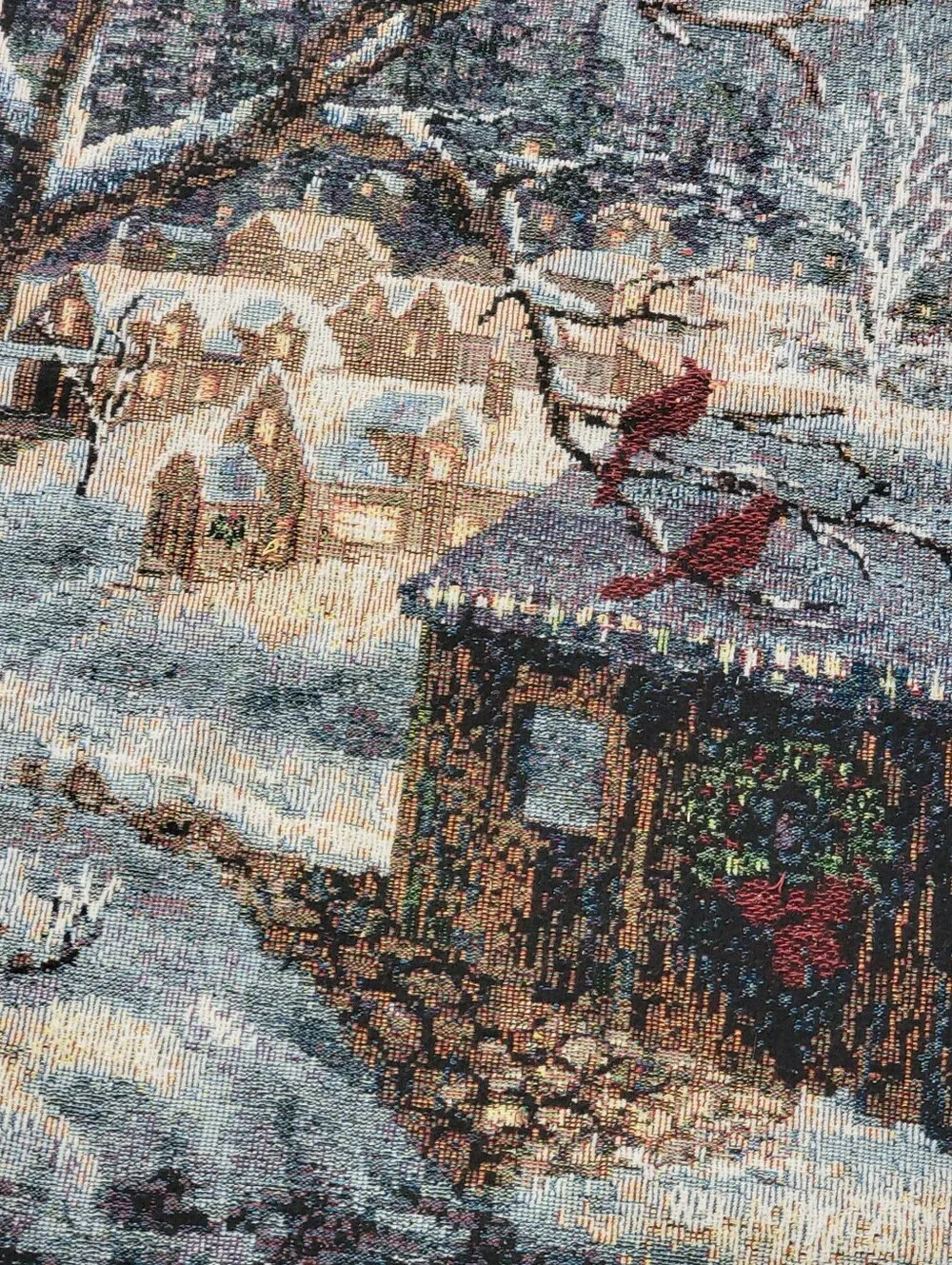 Nicky Boehme Covered Bridge Christmas Woven Tapestry Sleigh Ride Throw Blanket